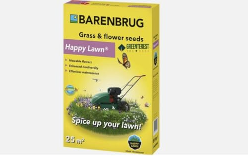 Barenbrug HAPPY LAWN Coated Miscuglio di Semi per Prati Biodiversi, con Fiori, Taglio Basso 4 cm, 500 gr