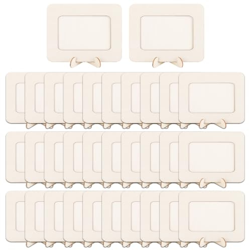 LDHHYH 30 Pack DIY Wooden Frames for Craft, 5Inch Wooden Photo Frames | Unfinished Wooden Craft Frames,Craft Photo Frames to Decorate for DIY Painting, Photo Display and Decoration