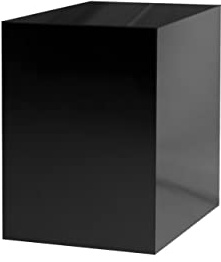 Marketing Holders Tall Display Box 12 x 12” x 19” Glossy Black Acrylic No Lid Hollow Pedestal 5 Sided Retail Merchandise Display Trinkets Flower Tower Bin Elevated Multi Use Showcase
