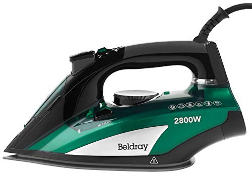 Beldray BEL0931EM Rapid Glide Pro Steam Iron – Traditional Vertical Iron with Ceramic Soleplate, Variable Temperature Control, 400 ml Water Tank, 2.5M Power Cord, Easy Grip Handle, Anti-Drip Function