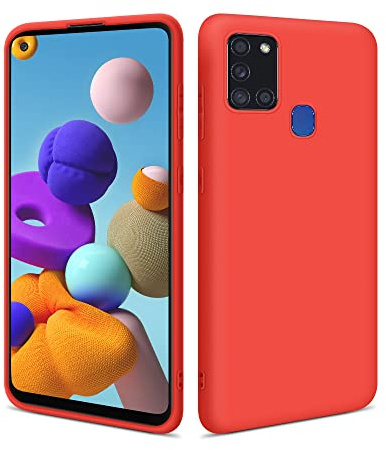 HSP Rote Hülle kompatibel mit Samsung Galaxy A21s | Premium TPU Silikon Case | Kratzfest Stoßfest | Matte Oberfläche | Passgenaue, weiche, Ultra dünne Schutzhülle