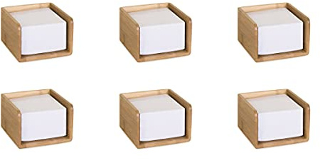 Osco Bamboo Memo Pad with 500 Sheets, 6 Pack, Desk Note Block and Message Dispenser for Office and Home Desk, Natural Finish, Stylish Stationery Accessory, 6.7 × 11.8 × 11.8 cm