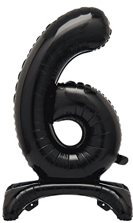 Unique Black Standing Number 6 Foil Balloon 30, Packaged