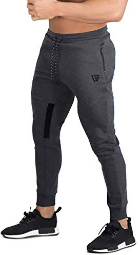 ZENWILL Cremallera Gym Jogger Pantalon Deporte Malla Hombre L Gris Oscuro