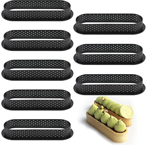 Fyihoxi 8 Piezas Moldes para Tartas Anillo para crostata Microperforado Moldes para Tartas Perforadas Círculo de Mousse Molde para Tartas con Forma de Mousse para Hornear Anillo de Postre Bricolaje