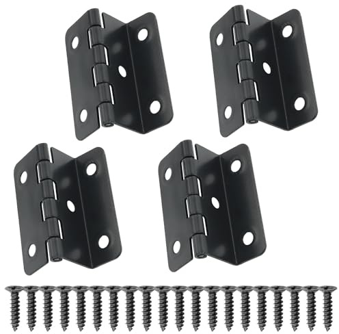 ITROLLE 4PCS Half-Surface Hinges - Vintage Chest Fold Bend Hinges, Thickness Steel Shutter Semi-Concealed Three Fold Retro for Cabinet, Door, Furniture, Jewelry Box, DIY