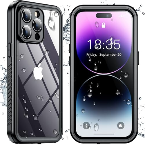 SPIDERCASE for iPhone 14 Pro Case Waterproof,Black/Clear