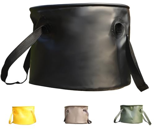 10L Schwarz Faltbarer Eimer, Faltschale Multifunktionaler Falteimer Tragbarer Eimer Outdoor Faltschüssel, Waschbecken Zusammenklappbarer, Camping Eimer für Camping, Reisen im Wandern und Autowäsche