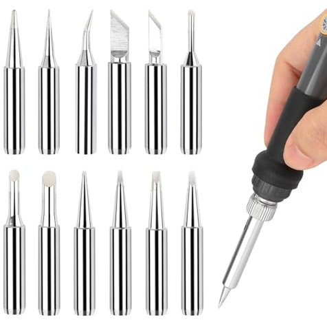 12 Stück 900M Lötspitzen,Lötkolben Spitze,Lötspitze,Lötkolben Spitzen,Ersatzlötspitzenset Für Lötstationen, Schweißgeräte & Zubehör, Kompatibel Mit Hakko,Yihua, Atten &Mehr Lötstation Werkzeug(Silber)