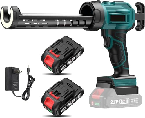 Pistolet à Silicone électrique Pour M-akita 18V, 2000mAh Pistolet a Colle Sans Fil,Pistolet Silicone Avec LED,4 Vitesses,Pistolet Joints Electrique 100z/300ML Pour Sceller,Étanchéifier (2 batterie)