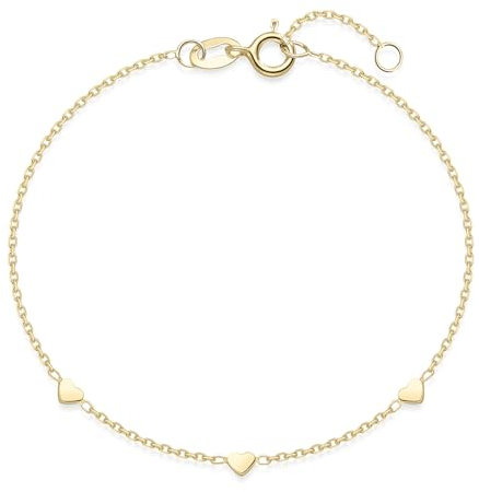 MATERIA Armband Gold Damen - filigrane 925 Silber Armkette vergoldet Frauen Mädchen 16,5cm + 2cm SA-104-Gold