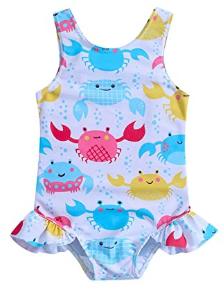 Traje de Baño Bebe Niña Bañador Niña de Una Pieza con Estampado de Lindo y Volante Bañadores Secado Rápido Swimsuit Natacion Ropa de Playa Respirable para Niñas Pequeños
