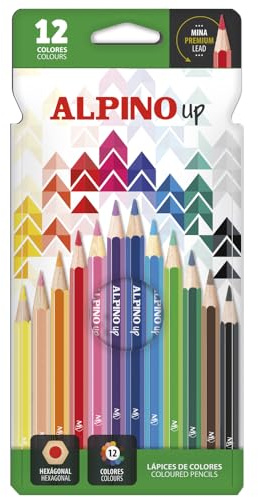 ALPINO - Lápices de Colores Extra Cubrientes - Set de 12 | Lápices con Pigmentación Intensa | Diseño Moderno y Atractivo | con Materiales Reciclados | Lápices para Dibujar y Colorear