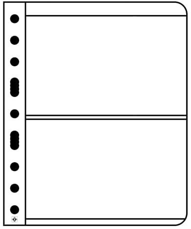 LIGHTHOUSE- VARIO Stamp Pages for Stamp Albums, Clear 9-Hole Binder Pages with 2 Pockets for Stamp Collection - Pack of 25