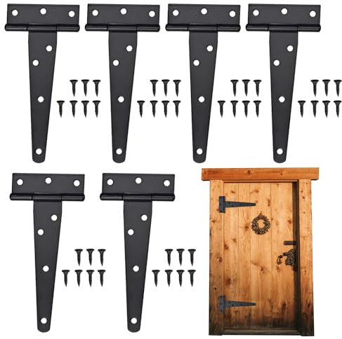 Lot De 6 Charniere,En Forme De T Charniere Porte,Pliable CharnièRe,100 Mm Charniere Porte Lourde,Avec Vis Charniere Porte Placard,Convient Aux CharnièRes De Porte GalvaniséEs,Cabanon De Jardin