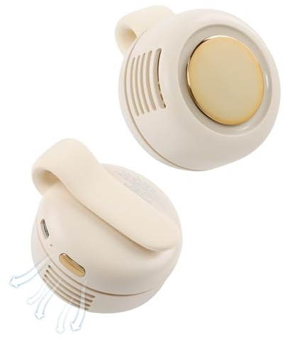 cijikos Portable Silent Mini Bladeless Fan Clip On, Small Fan Clip on for Shirt & Waist, Adjustable 3-Speed Suspended Whirlwind Fans, For Outdoor & Travel & Office, Travel Accessories, Gift (White)
