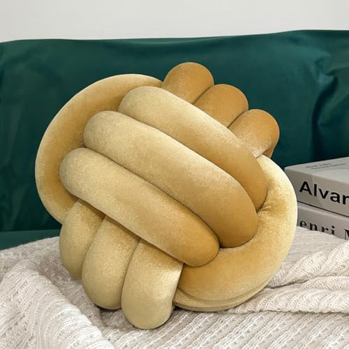 AHXHWKA Knot Pillow Ball, Soft Decorative Round Throw Pillow, Handmade Velvet Knoted Pillows for Sofa Couch Bed, 11 Inch