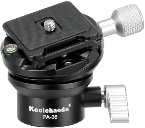 Koolehaoda Base de nivellement de la tête de trépied, niveau de caméra en aluminium, demi-boule d'inclinaison de 15°, avec plaque de dégagement rapide Arca de 6,35 mm pour appareil photo reflex