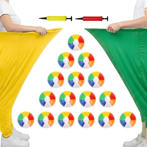 Starcorss line Granny Pants Yard Game Set - 2 Pcs Giant Tossing Pants with 16 Bouncy Balls & Pumps - Hilarious Outdoor Team Relay for Family Reunion, Lawn Party & Field Day, Adults and Kids