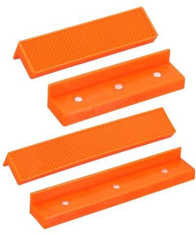HARFINGTON 1 Set Vise Jaw Pads 4 and 6 Rubber Flat Magnetic Vise Soft Jaws Standard Anti-Scratches Vice Covers Tools for DIY Making Woodworking Clamping Plumbing, Orange