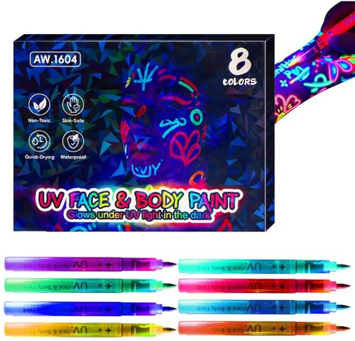 Glow In The Dark Markörer Tvättbart Kroppsmålningssmink För Ansikte Och