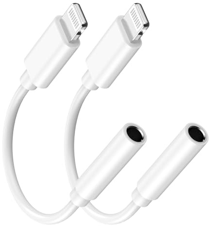 [Apple MFi Certified] Apple Lightning to 3.5 mm Headphone Jack Adapter, 2 Pack iPhone to 3.5mm Headphone/Earphone Aux Audio Converter Adapter Dongle Cable for iPhone 14 13 12 11 Pro Max XS XR X 8 7