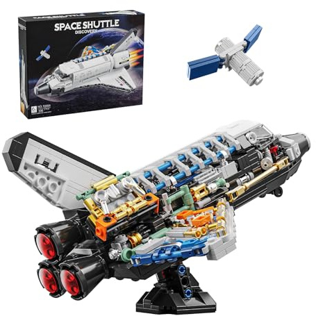 536 Pièces Kit de Construction Navette Spatiale, Jeu de construction de navette spatiale Extensible & Design Translucide,Jouet avion, vaisseau spatial, Créatif Cadeau Fille 6 Ans et Plus Garçon