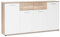 möbelando Sideboard >Jacklin< in Wildeiche Absetzung weiß - Moderne Kommode mit viel Strauraum für Ihren Wohnbereich - 160 x 85 x 35 cm (B/H/T) Beistellschrank Anrichte Standschrank Highboard