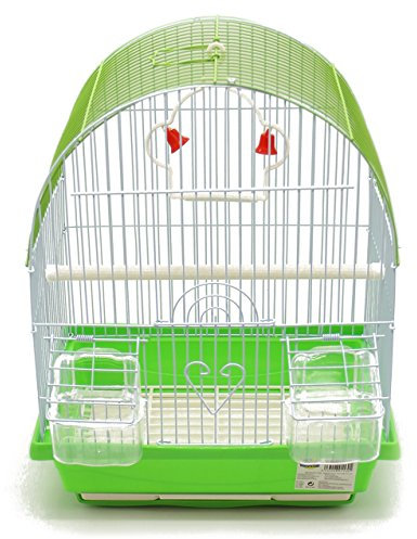 BPS Vogelkäfig aus Metall Kleiner Käfig mit Futternapf und Tränke Eimer-Springschaukel Farbe zufällig 30 x 23 x 39 cm BPS-1160