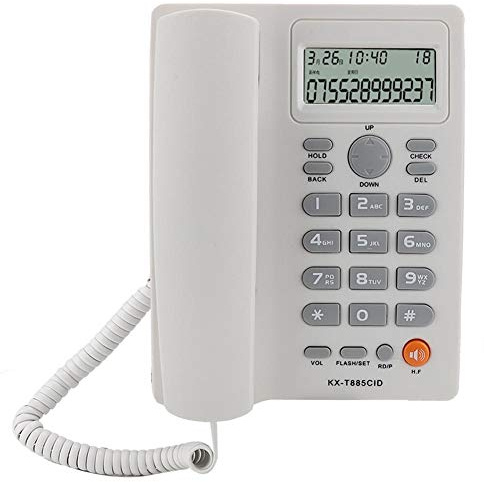 V BESTLIFE Telefono, KX-T885 Riduzione del Rumore Chiamata in Vivavoce Telefono Fisso con Display ID chiamante per Ufficio/Hotel/casa, ECC.(Bianca)
