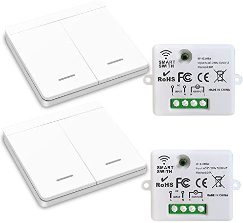 DieseRC Funk-Lichtschalter, Funk-Sender-Sicherheitsschalter und Empfänger-Controller 10A, einfache Installation für Lampen bis 1500W