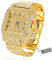 Halukakah Premium-Diamant Gold Uhr für Männer - 18k Echtgold Plattiert,Römische Ziffern,Quadratisches Zifferblatt,200g Schwer,3 Seiten Iced Out,24cm Armband - Geschenkbox Inklusive