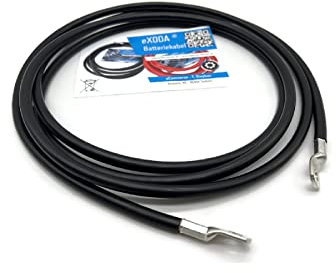 Exoda cable de batería 25 mm² 300cm con terminales de cable M8 negro para coche barco moto flexible hecho de 99 por ciento cobre H07VK resistente a temperaturas hasta 70 C