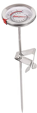 Smgda Termómetro de caramelo para freír con sonda de acero inoxidable, lectura instantánea, termómetro de esfera de cocina de carne de res, tallo largo de 16 pulgadas para pavo, barbacoa, parrilla,