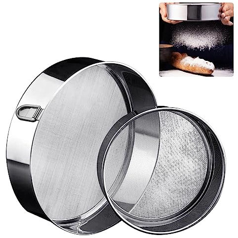 4 Pezzi Setacci per Farina, Setacci Da Cucina, Setacci a Maglia Fine Filtro per Farina in Acciaio Inox Rotondo (2 Dimensioni)