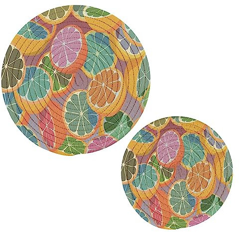 Set di 2 sottopentola da cucina in filo di cotone, eleganti sottobicchieri per piatti caldi, pentole, ciotole, caffè, presine calde, agrumi affettati