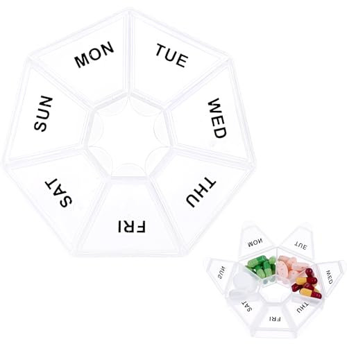 WLLHYF 7-Tage-Pillendose für Reisen, Kleiner Pillen-Organizer Tragbarer Pillenbehälter Täglicher Pillenhalter Medikamentenplaner Abgabeboxen Vitaminhalter für Vitamin-Medizin, Fischöl-Ergänzungen