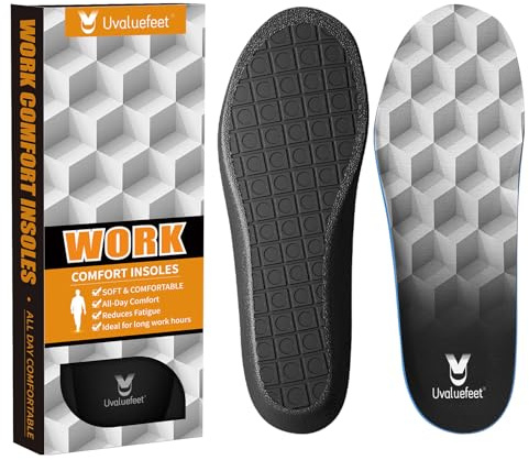 Uvaluefeet Work Boot Insoles for Men Standing All Day - Memory Foam Comfort Cushion Anti-Fatigue Inserts, Foot Pain Relief and All-Day Comfort,Work Comfort Insoles for Men Women-B/C (UK 5.5-7)-27.1CM