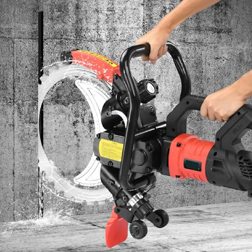 8800W Ring Power Cutter Saw | 11.4 Concrete Cutting Depth with Water-Cooled Dust Control | 2× Diamond Blades & Gloves | for Reinforced Concrete/Rebar/Stone