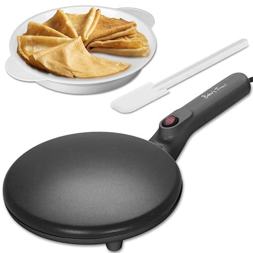 Baker's Friend Instant Crepes Maker, Crepe Pfanne Mit Cool-touch-griff, 20 cm Antihaftbeschichtete Kochflache, Anti-Haft, Temperatur-Automatik, Graphite