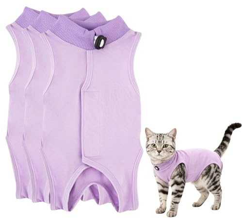 Thhiit Cat Body Suit, 3 Pcs Cat Neutering Recovery Suit, Breathable Anti-licking Onesie for Kittens, Puppy