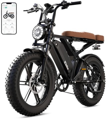 TST Bicicleta Eléctrica Adultos 20 Ruedas Gordas, Motor 250W Batería 48V 15AH Extraíble, 25km/h 60km Maxi Autonomía E-Bike, 7 Velocidades Asiento Trasero Suspensión Pantalla LCD App