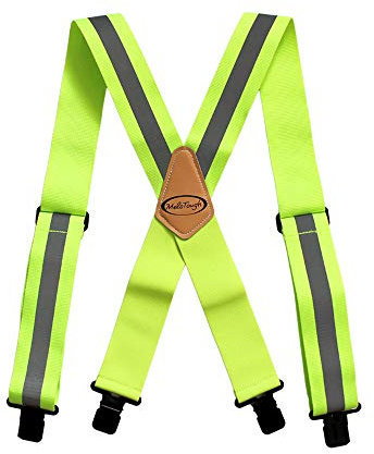 Reflekterande säkerhetssuspenders | Arbetsfjädrare med Hi Viz reflekterande band hållare up verktyg bälte suspenders .., Reflekterande limegrön, X BACK