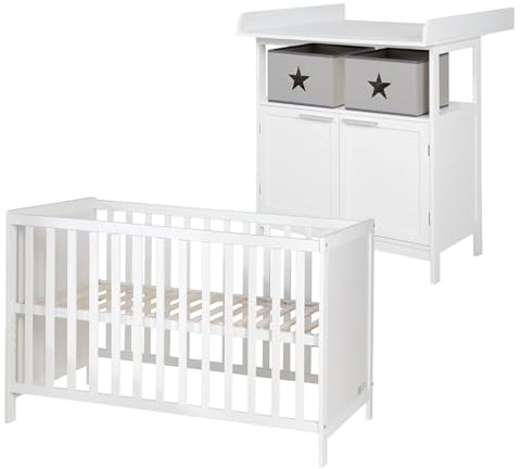 roba Set de chambre - Commode à langer Hamburg + Lit cododo 60x120 - Bois blanc