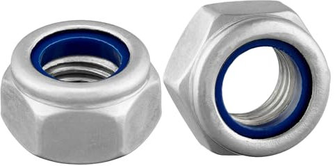 Sicherungsmutter Sechskantmutter DIN 985/ISO 10511 Standard Form Edelstahl A2 V2A, Stoppmutter selbstsichernde Mutter Edelstahlmutter Sechskant Schraubenmutter (M8, 10 Stück)