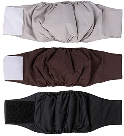 Amaliy Windeln für Hunde (3-er Packung) - Waschbare Rüde Hund Windeln Hunde Bauchband (L(Taille: 50-62cm))