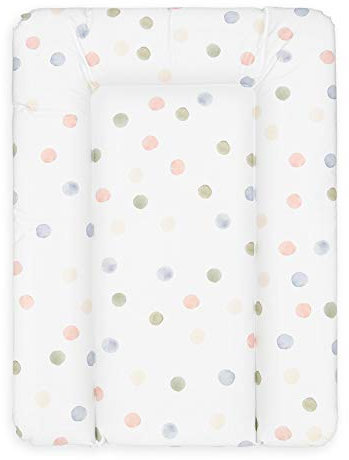 BONKY® Wickelauflage 50x70 cm - weiche Wickelunterlage - Baby Wickeltischauflage - Wasserdischt - Abwaschbar - Made in EU - 100% Oeko TEX - Farbige Punkte