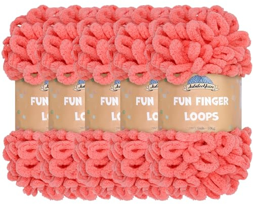 JubileeGarn med roliga fingerslingor – polyester jumbo viktögla – 100 g/skein – Sherbert – 5 nystan