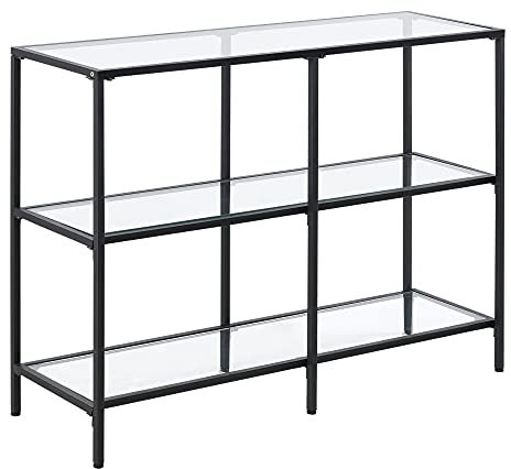 [en.casa] Konsolentisch Perstorp 100x30x73cm Flurtisch Sideboard Beistelltisch Tisch Stahlgestell Gehärtetes Glas Schwarz