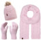 Rock Creek Winter Mütze mit Bommel Schal Set Geschenkset Wintermütze Winterschal Winterhandschuhe Herrenmütze Damenmütze U-101 Rosa Einheitsgröße